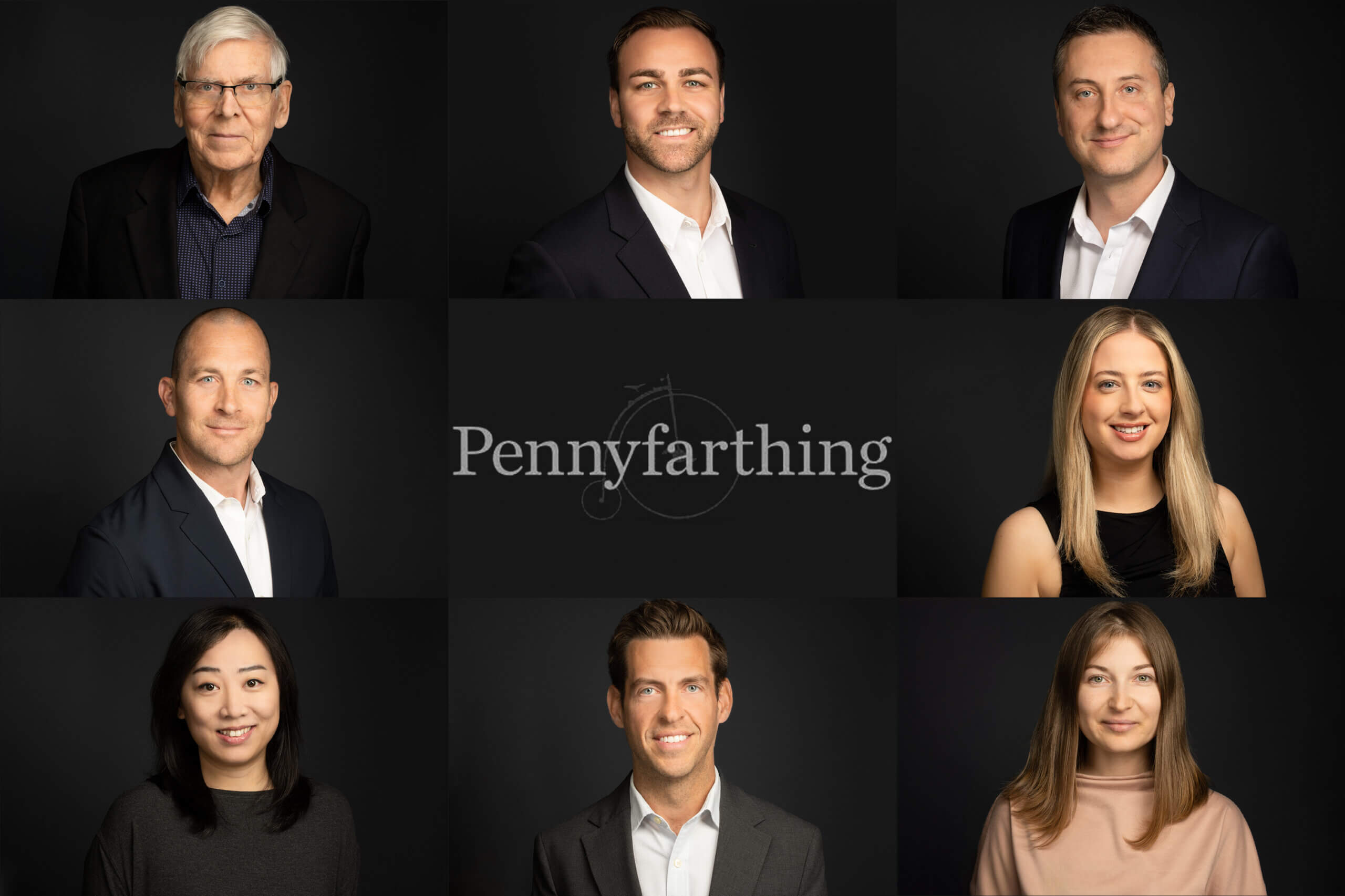 Team Linkedin Headshots on a solid color camera background