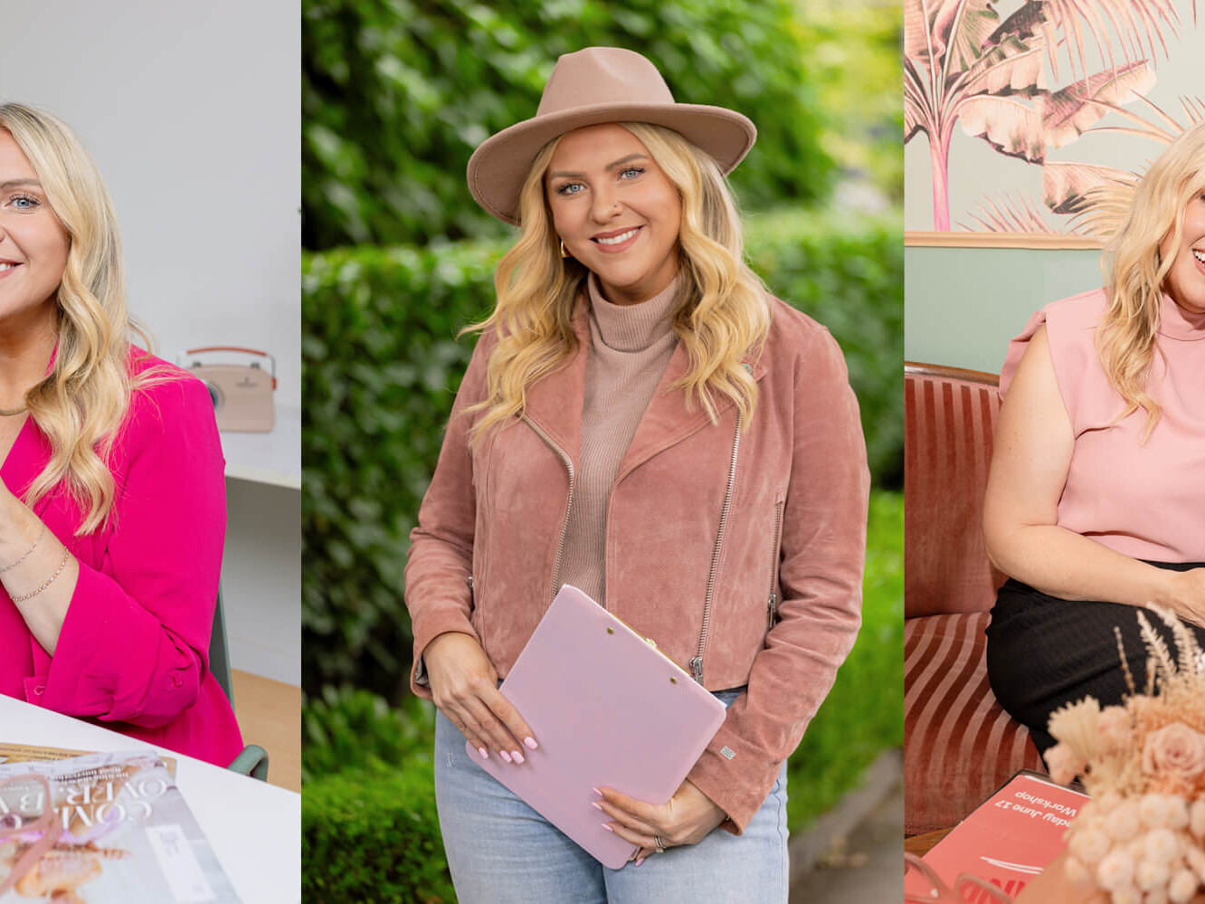 3 different looks from a corporate headshot personal branding photo shoot branding